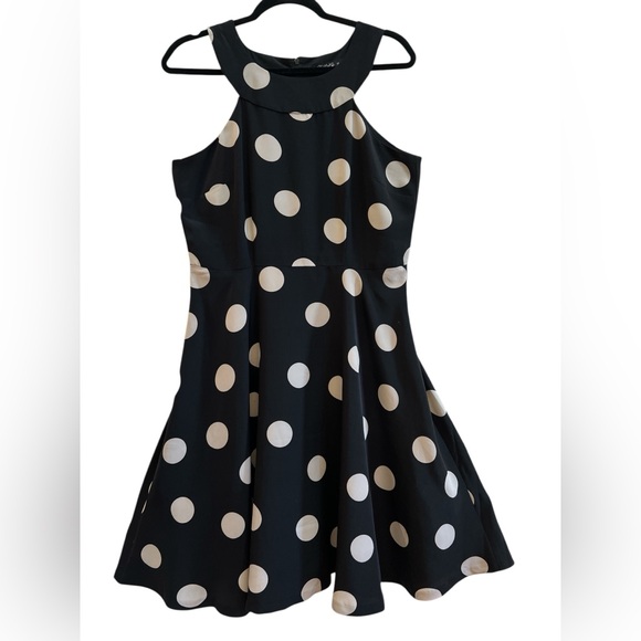 YuLinGe Dresses & Skirts - YuLinGe Black Cream Polka Dot 50s Style Fit Flare Midi Dress 12